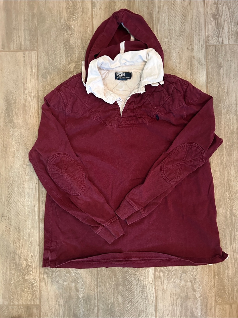 Polo by Ralph Lauren Burgundy Quilted Yoke Hooded Pullover